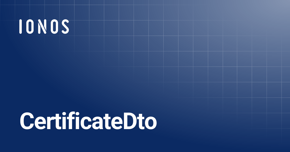 CertificateDto | Java SDK