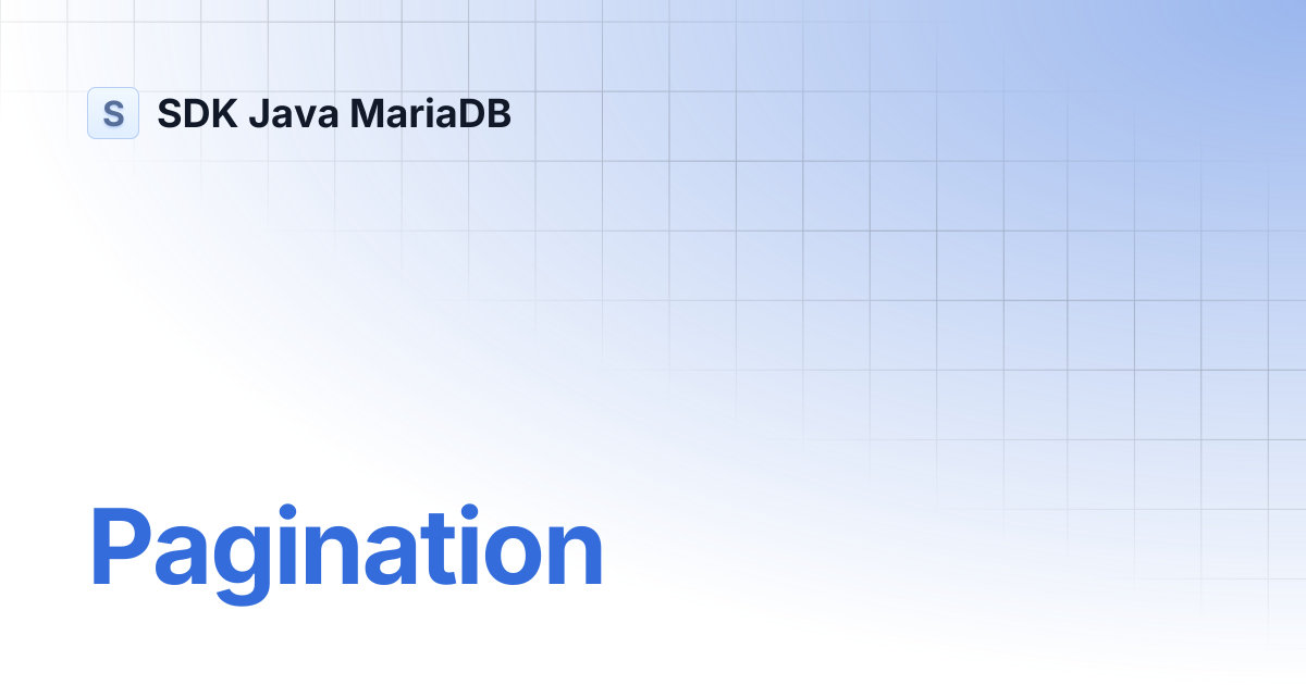 Pagination | SDK Java MariaDB